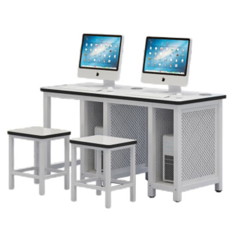 戴劲 机房微机室单双人培训电脑桌驾校培训考试桌子 1.6双人右机箱高清大图