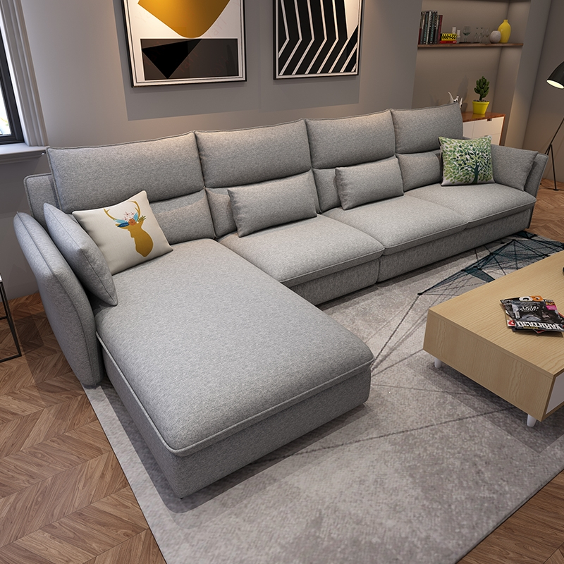 布艺沙发法耐简约现代北欧轻奢客厅大小户型三人可拆洗科技布沙发组合