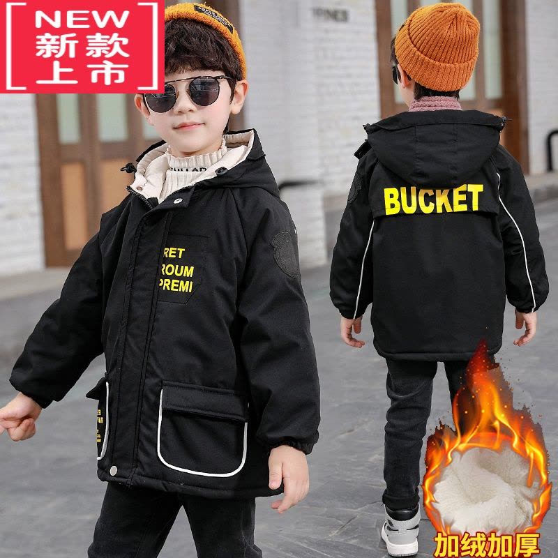 可莉允男童冬装加厚派克服2022新款洋气儿童韩版加绒外套8中大童9帅气潮棉服图片