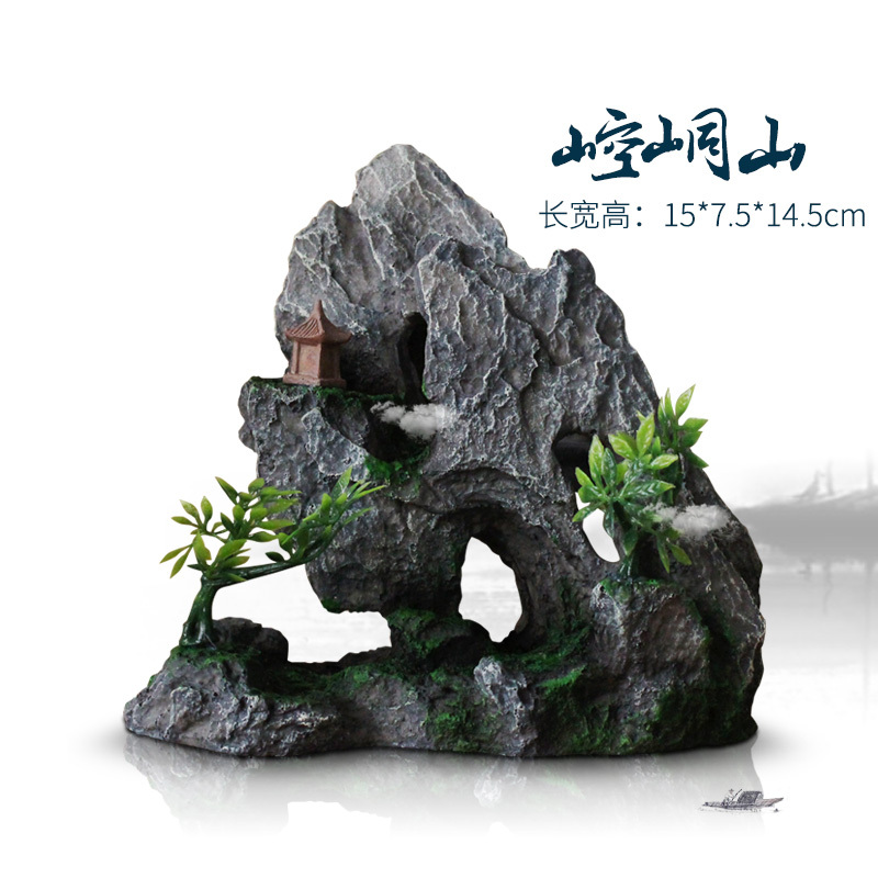 鱼缸仿真假山造景装饰石头布景套餐水族箱大小树脂摆件躲避洞松石