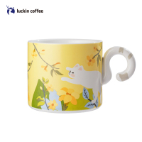 瑞幸咖啡(luckin coffee)创意个性花喵猫尾马克杯创意陶瓷可爱杯子情侣水杯