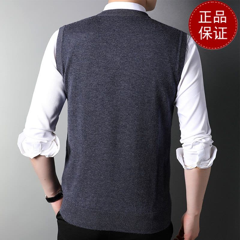 免费退换 男士羊绒背心马甲V领春秋针织打底羊毛衫大码宽松鸡心领无袖毛衣山羊绒不褪色保暖舒适全羊毛新品特价大牌同款图片
