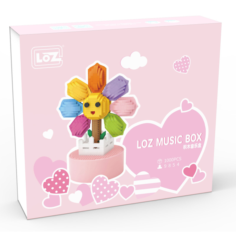 LOZ/俐智微钻小颗粒积木乐高益智拼装太阳花八音盒旋转音乐盒玩具9854