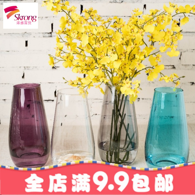 恐龙蛋造型花器 欧式彩色玻璃花瓶 插花透明 客厅餐桌工艺品摆件
