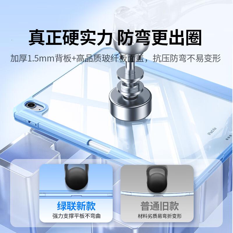 绿联适用iPadAir7保护壳11英寸2025款Air6/5/4保护套Y折苹果平板桌面防弯带笔防摔蓝色高清大图