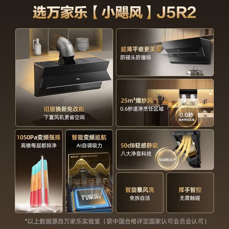 万家乐油烟机[小飓风J5R2]侧吸式超薄平嵌 25m³风量变频换新免改柜挥手智控自清洗高清大图