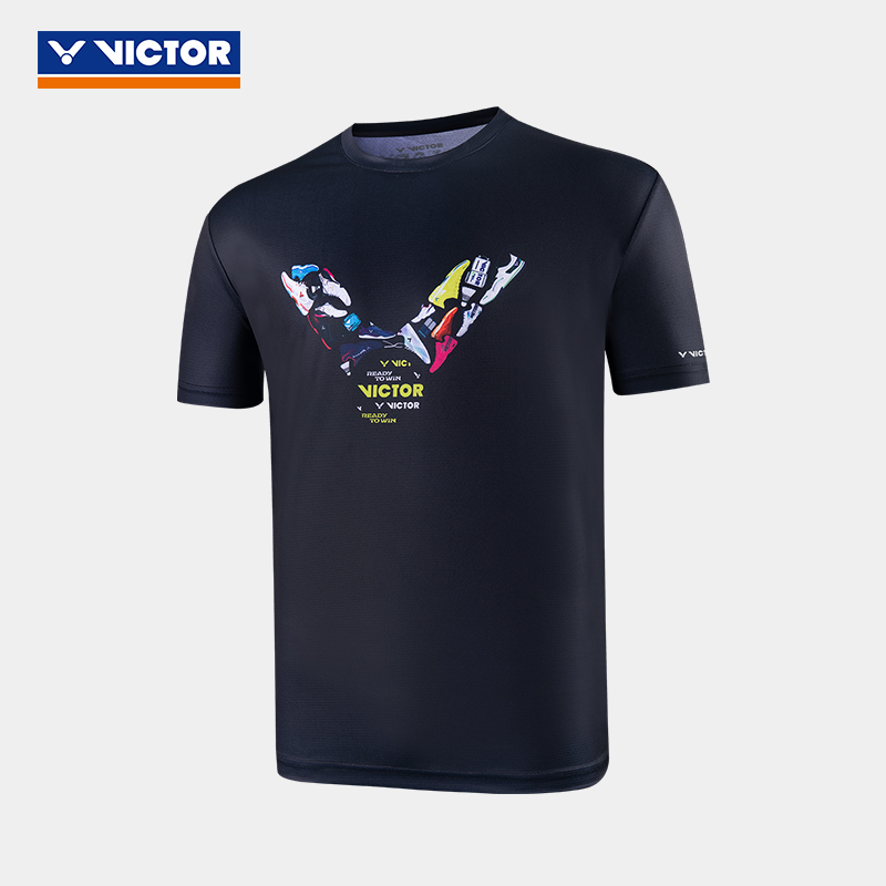 victor威克多羽毛球服短袖上衣t恤速干针织运动t恤训练系列t25010