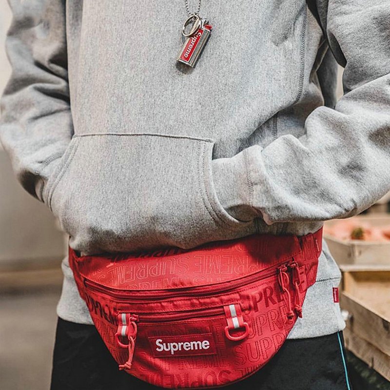sup斜挎包腰包男20ss新款多功能随身包潮牌ins胸包女潮人单肩背包黑色