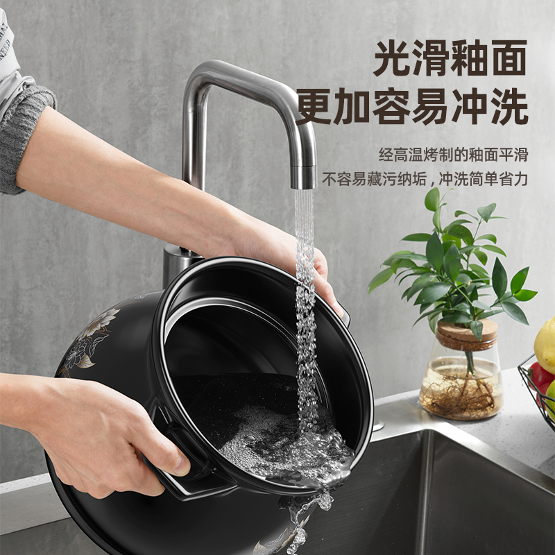 荣事达(Royalstar)砂锅炖锅5L家用燃气无涂层耐高温冷热不裂中式养生陶瓷煲汤煲可煎药RA182102*8