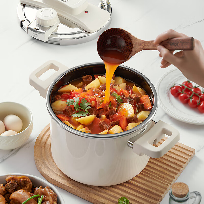 德世朗 钛珐琅高压多用锅6L 白色 DFS-G845-WH高清大图