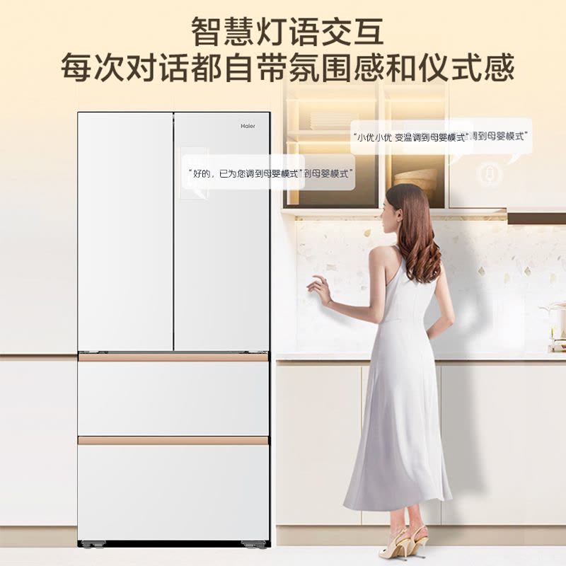 海尔(Haier)风吹麦浪系列512L法式冰箱全空间保鲜超薄零距离嵌入全自动制冰机BCD-512WGHFDBGVSU1图片