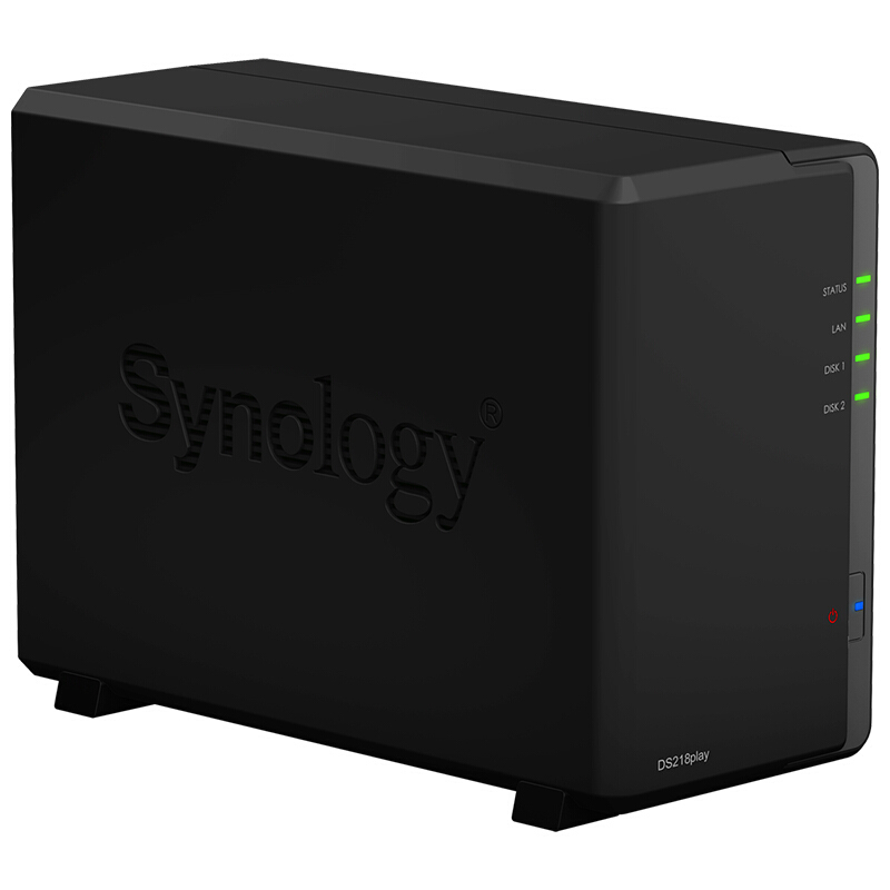 群晖(Synology)DS218play 2盘位网络存储服务器 (无内置硬盘 )不规则体SATA接端口支持NAS盘红盘