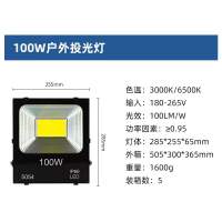 户外投光灯100W(自带25cm线)led投光灯射灯