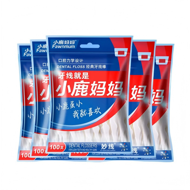 (小鹿妈妈)牙线棒500支(100支/袋*5袋)(jz-7813)严选