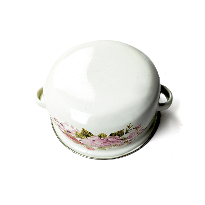 妙简乐 双耳搪瓷带盖汤锅 22cm 个高清大图