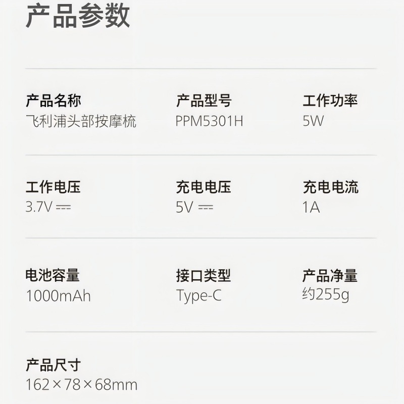 飞利浦迷你头部按摩器PPM5301H高清大图