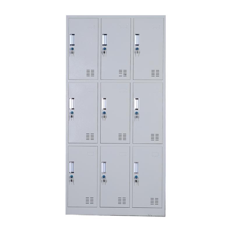鑫环境 九门更衣柜办公家具铁皮柜浴室衣柜员工储物柜铁皮带锁储存柜健身房宿舍衣柜高清大图