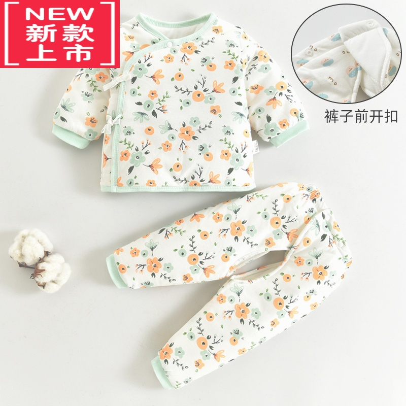 可莉允新生婴儿儿棉衣套装秋冬季薄棉衣服刚出初生宝宝加厚保暖棉袄外套棉服