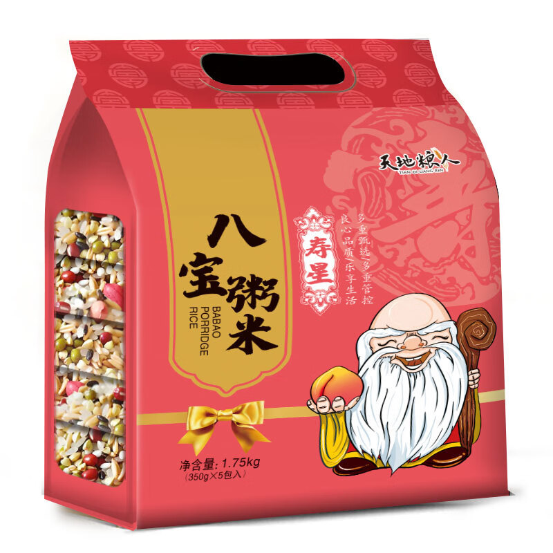 天地粮人 东北八宝粥米 礼袋装(350g*5包 )高清大图