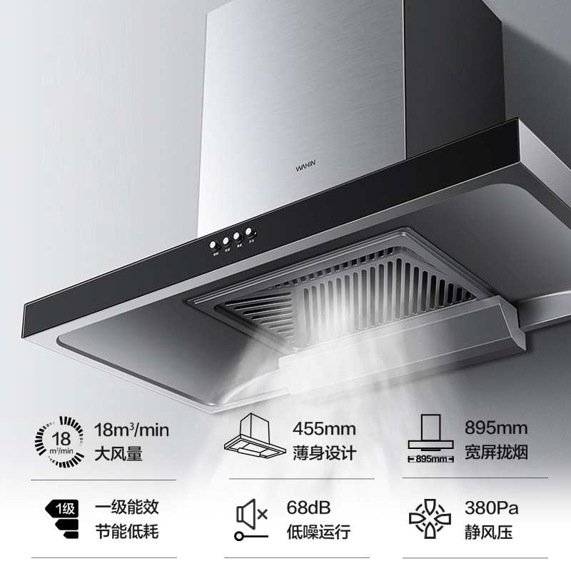 美的出品WAHIN华凌抽油烟机燃气灶厨电套装烟灶套装H4+HQ5 家用欧式抽油烟机大火力燃气灶烟灶套装(天然气)高清大图