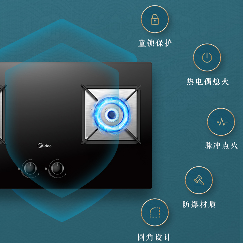 美的(Midea)烟灶套装T201+Q218B 21立方爆炒大吸力智能欧式油烟机+5.0kw灶油烟机灶具套餐(天然气)