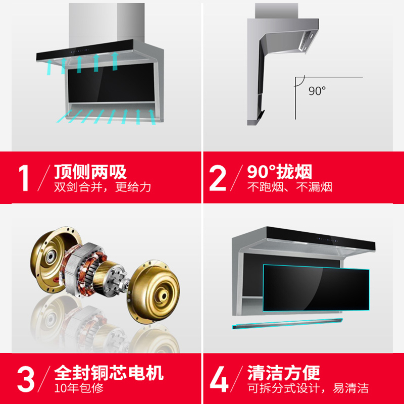 抽烟机顶吸式家用侧吸式自动清洗大吸力壁挂式l型7字型抽油烟机(变频款)