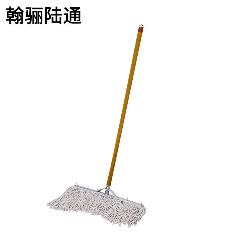 翰骊陆通 可拆卸镀锌铁件老式棉线拖把拖布 木杆38cm 把高清大图