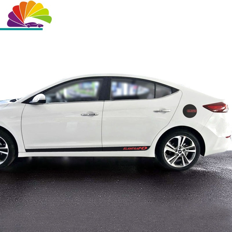 条车身反光碳纤维拉花贴纸改装车贴闪点黑现代领动拉花一套带银色字母