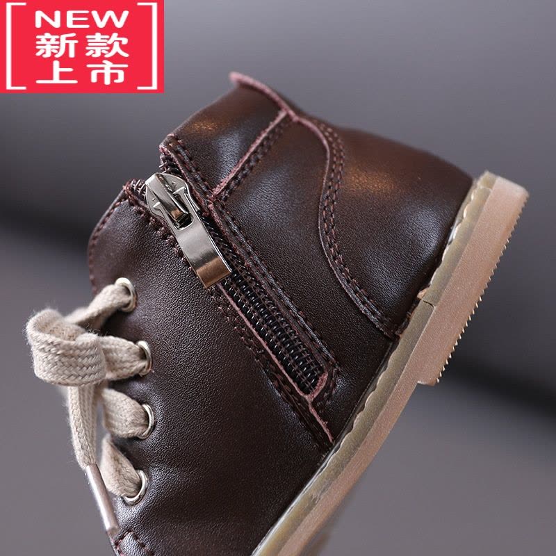 可莉允砚台家韩版儿童软底侧拉链马丁靴男女童靴子宝宝鞋子短靴秋冬款图片