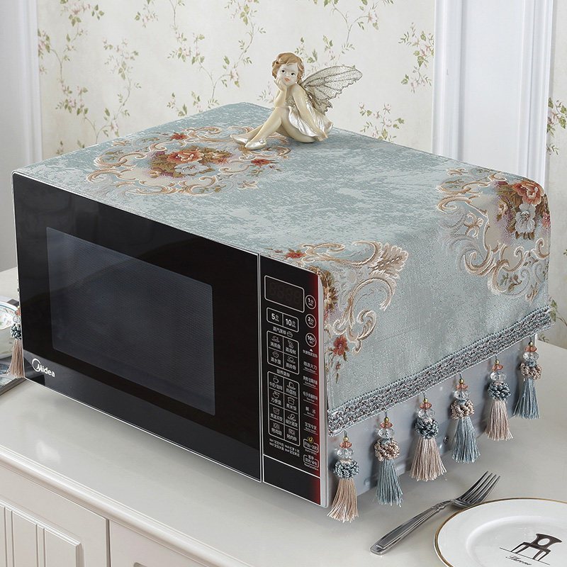 欧式微波炉罩台布防尘罩防油盖布罩子烤炉帘烤箱套布盖巾布艺防晒 舒曼尔-咖色盖布 33*100cm(尺寸基本通用)高清大图