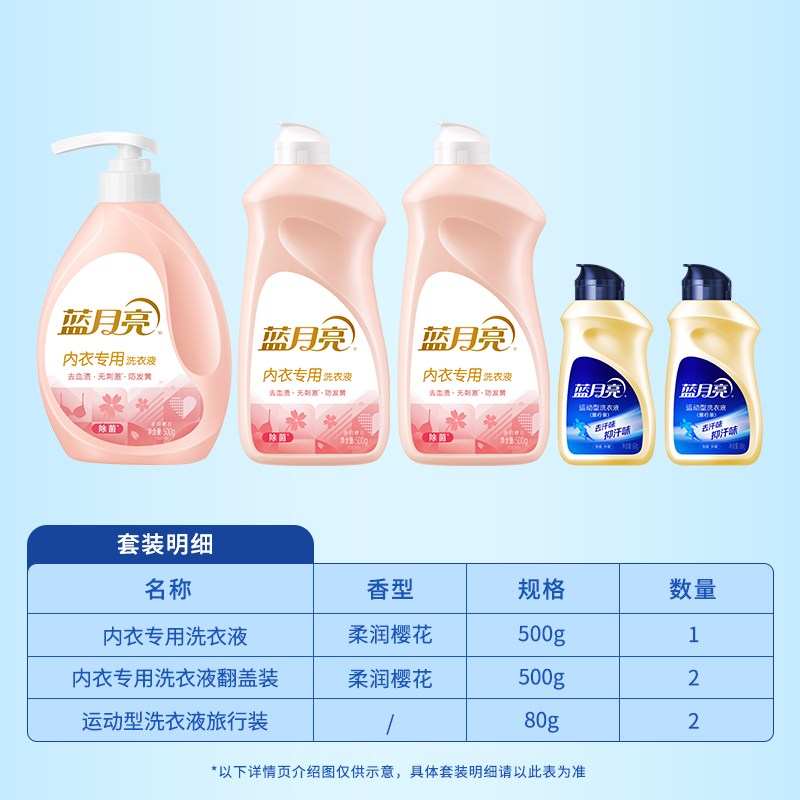 蓝月亮内衣专用洗衣液樱花粉套装B清洁去污高清大图