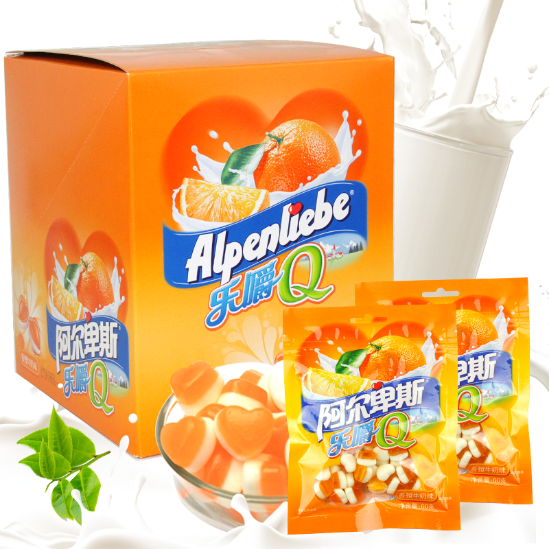 阿尔卑斯乐嚼Q香橙味橡皮糖60g*10