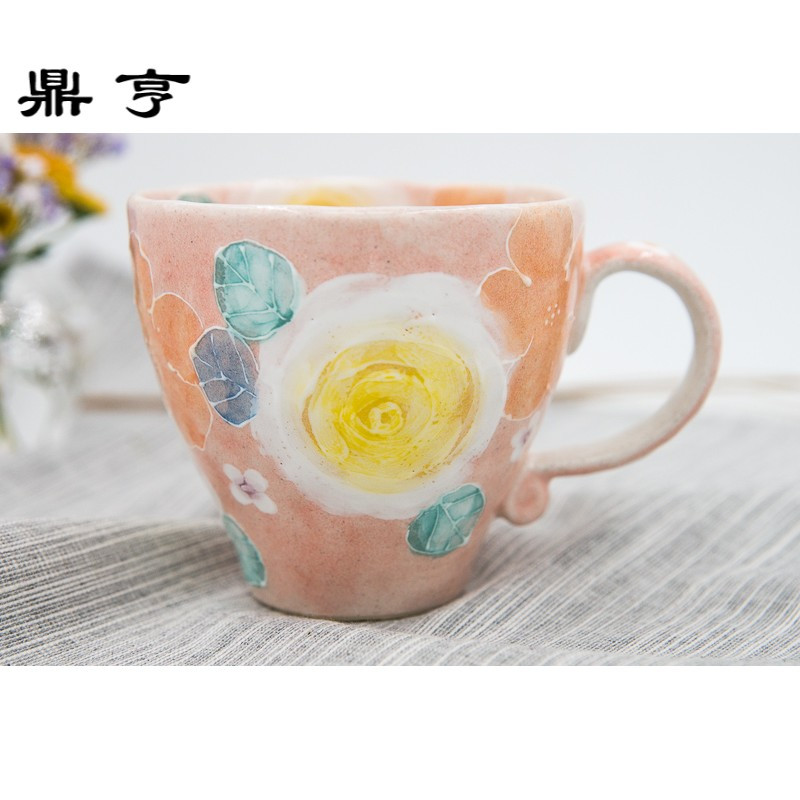 鼎亨现货再入 日本 手绘繁花彩花 马克杯茶杯水杯 咖啡杯
