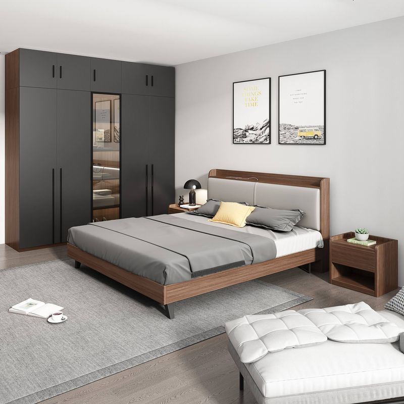 床现代简约北欧风格主卧小户型18米双人板式床经济型卧室家具