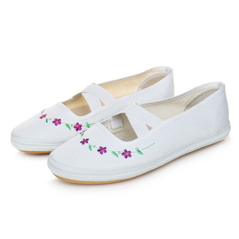 白色[绣花] 34 白网鞋白球鞋学校体操表演专用舞蹈鞋系带小白鞋休闲