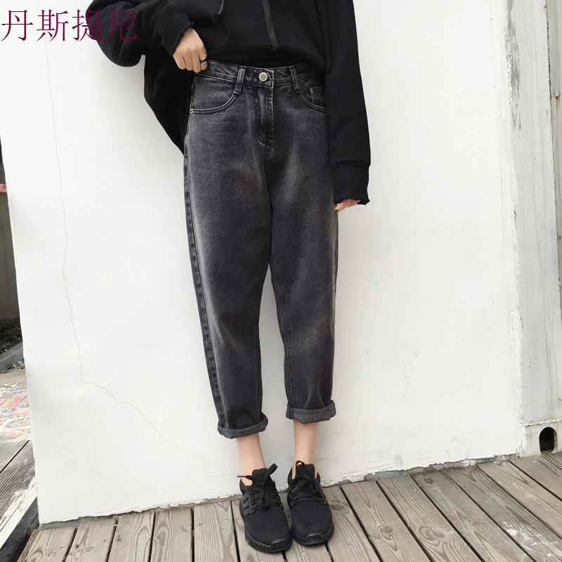 胖妹妹秋装新款2018大码女装200斤胖mm牛仔裤阔腿女裤子宽松显瘦