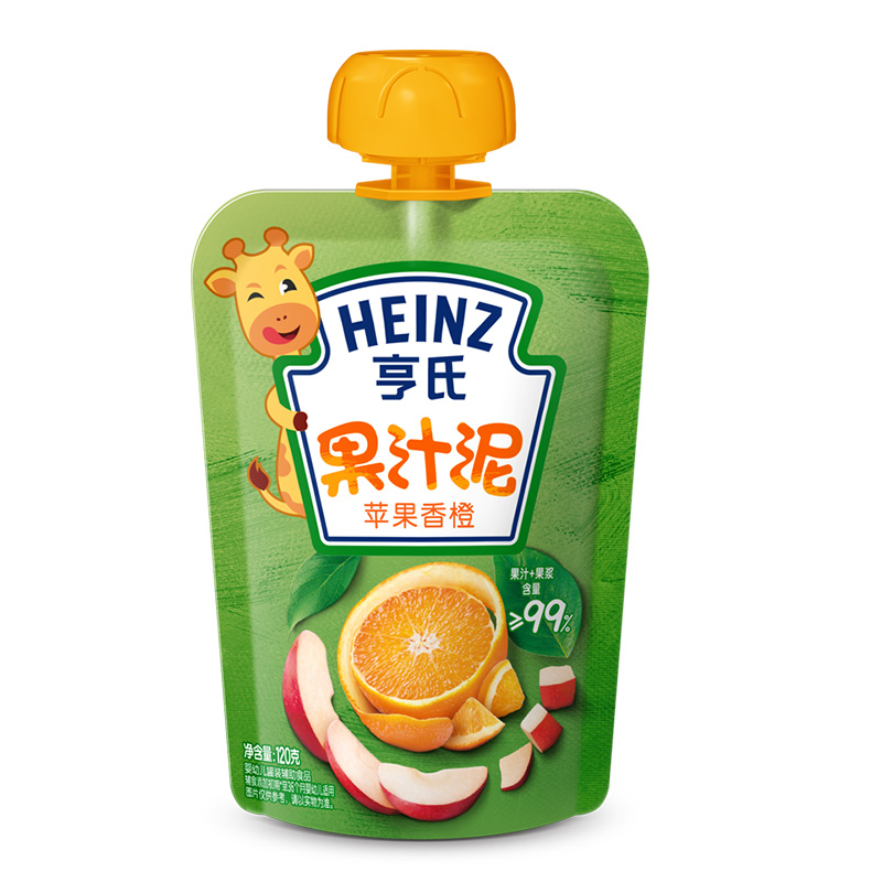 亨氏(Heinz)乐维滋果汁泥果泥苹果香橙120g 亨氏果泥婴儿果泥吸吸乐 宝宝水果泥辅食宝宝营养零食果汁泥高清大图