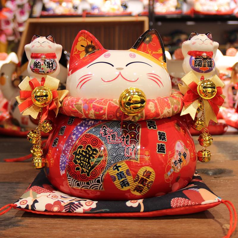 猫寺猫开业礼品创意日式店铺收银台摆件陶瓷装饰存钱罐 三维工匠 生意兴隆红猫86943_905_150