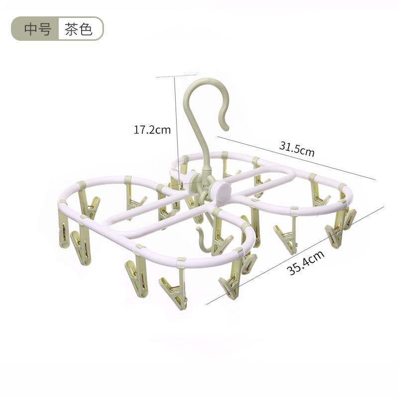家柏饰(CORATED)圆盘多夹子晒袜晾衣夹宝宝衣架宿舍用学生袜子挂钩内衣架 粉色[大号]32夹 1个图片