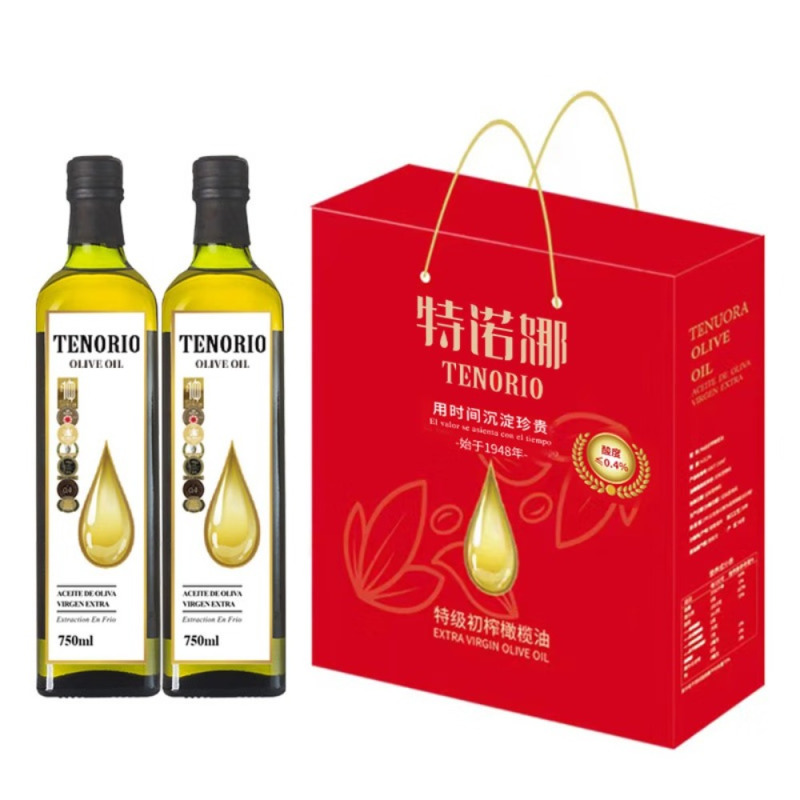 特诺娜新油2025 特初榨橄榄油750ml*2礼盒套装