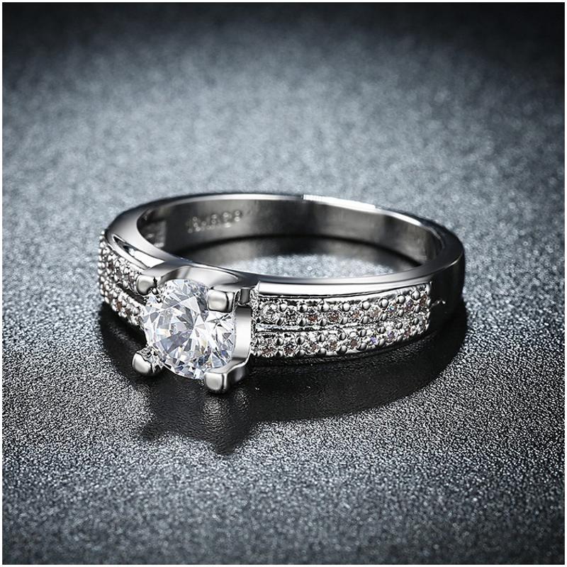 R836-CCouple Love Gold Rings铂金订婚戒指男女钻石情侣简约日韩送女朋友七夕情人节礼物