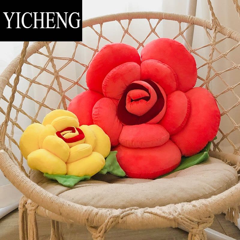 YICHENG玫瑰花抱枕毛绒靠枕可爱结婚礼物压床娃娃婚庆抛洒睡觉女生床上大图片
