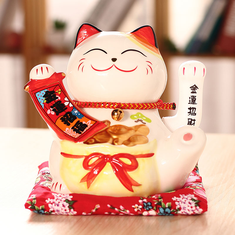世界我一个初恋猫同款猫摆件陶瓷电动摇手居家小发财猫 三维工匠 6寸摇手一帆风顺(令牌)(初恋同款)猫高清大图