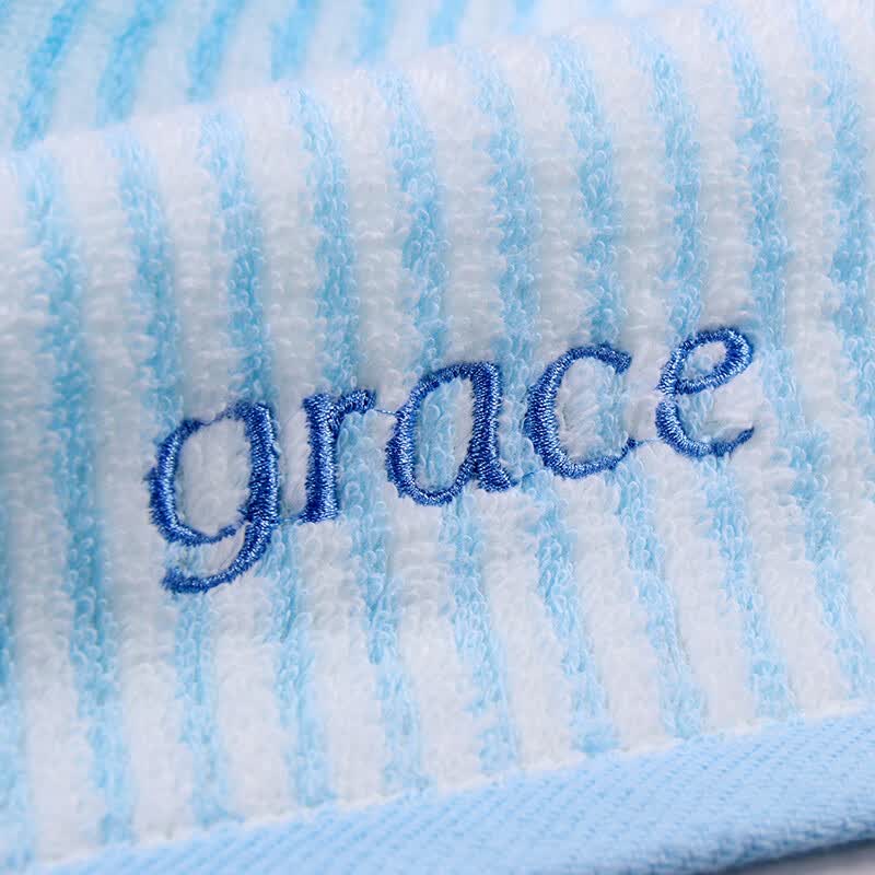 洁丽雅(grace) W0120 新疆棉抗菌毛巾2条装半无捻绣花舒适纯棉洗脸毛巾 有效抗菌 20230035高清大图
