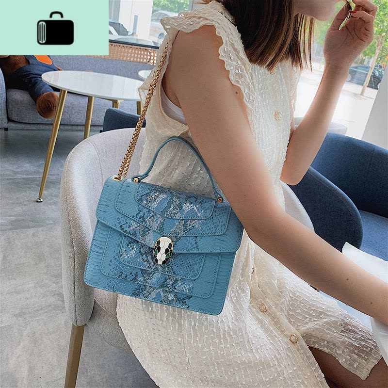猫猫包袋2020新款蛇纹女包ins高级感手提单肩斜挎链条包包时尚潮NEW LAKE女斜挎包图片
