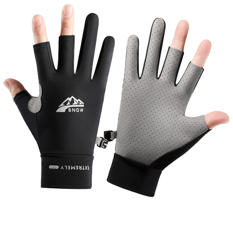 闪电客钓鱼手套夏薄款防晒速干路亚专用男女露三指透气防刺海钓飞磕抓