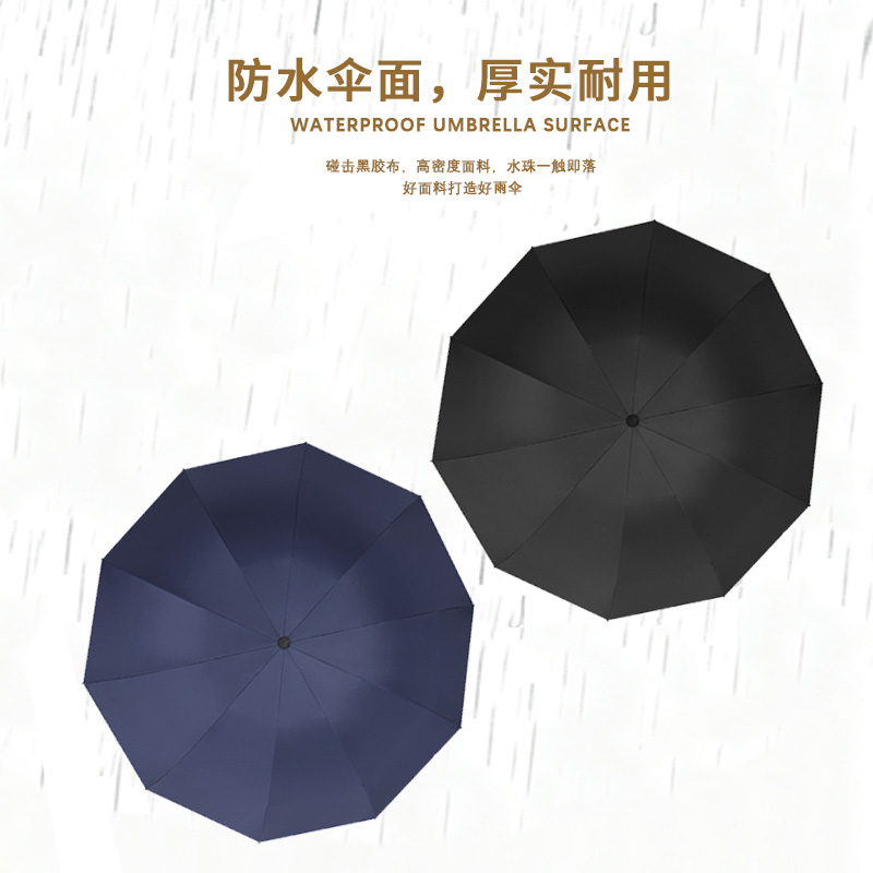 臻远ZY5092403 三折晴雨伞 64cm*10K 100把以上可加logo(单位:把)黑色高清大图