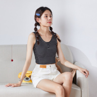 唐狮|【件起售】夏女式背心外穿圆领坑条打底运动风韩系显瘦无袖上衣时尚 默认颜色 L