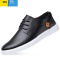 聚范夏季男士休闲鞋韩版潮流男鞋鞋子商务板鞋黑色皮鞋男学生板鞋系带