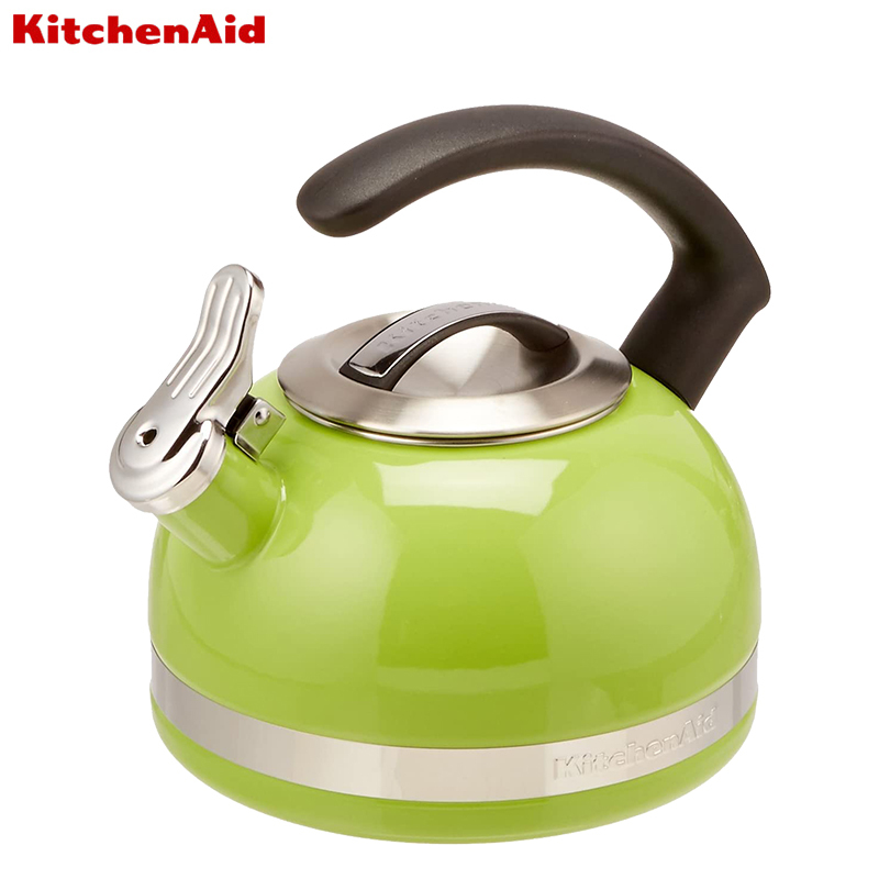 Kitchenaid 珐琅壶老式家用烧水壶鸣笛开水壶燃气电磁炉茶炉通用绿色青草绿